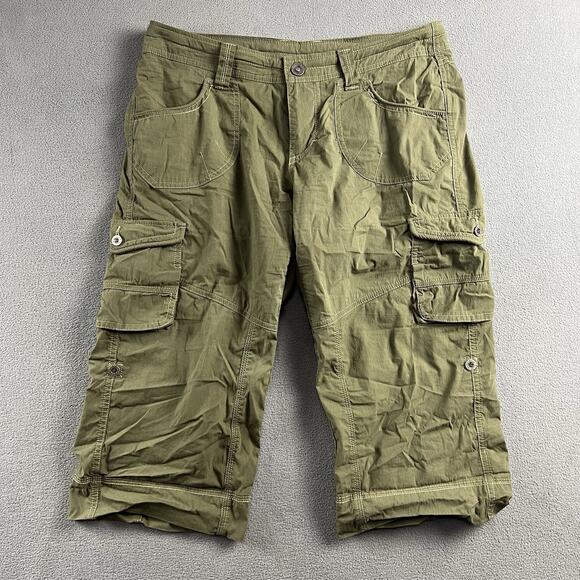 Kuhl Capris Women’s 8 Green Drawstrings Shorts Cargo Outdoors Roll Up Pockets - Picture 1 of 5
